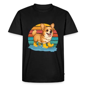 Dog Corgi Dog Friend Retro Dog Lover Funny - Men's Premium Organic T-Shirt - black - Front - Nico (187cm)