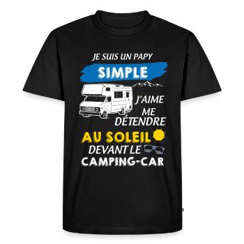 Papy simple et camping car - T-shirt Premium bio Homme - noir - Devant - Nico (187cm)