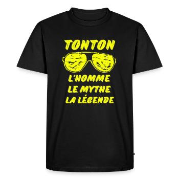 TONTON Lunettes Jaunes L'homme Le mythe légende - T-shirt Premium bio Homme - noir - Devant - Nico (187cm)