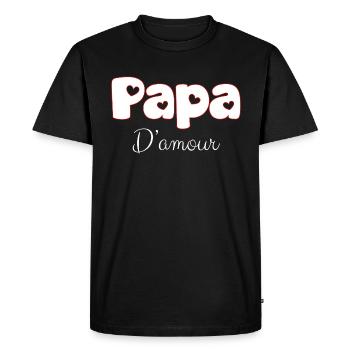 Mon Papa D'Amour Unique Et Incroyable - T-shirt Premium bio Homme - noir - Devant - Nico (187cm)