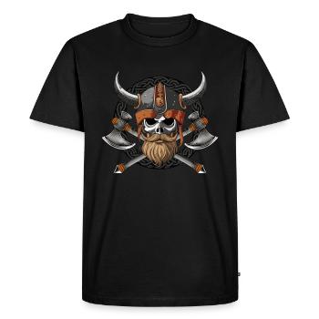 Norsemen viking warrior skull - Men's Premium Organic T-Shirt - black - Front - Nico (187cm)