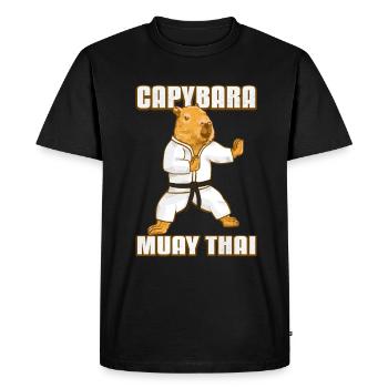 Muay Thai Capybara - Men's Premium Organic T-Shirt - black - Front - Nico (187cm)