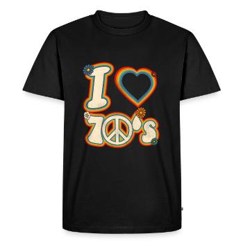 I love the 70s Peace Sign Rainbow Shirt - Men's Premium Organic T-Shirt - black - Front - Nico (187cm)