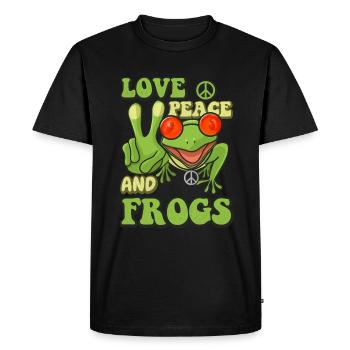 Amour de la paix et grenouilles costume hippie - T-shirt Premium bio Homme - noir - Devant - Nico (187cm)
