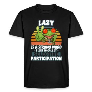 Hippie Frog Lazy est un mot fort - T-shirt Premium bio Homme - noir - Devant - Nico (187cm)