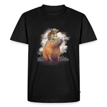 Capybara with monkeys - Men's Premium Organic T-Shirt - black - Front - Nico (187cm)