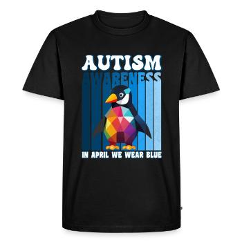 Autism Awareness Penguin - Men's Premium Organic T-Shirt - black - Front - Nico (187cm)