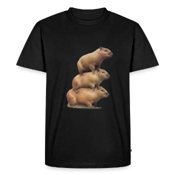 Capybara chevauchent les uns sur les autres - T-shirt Premium bio Homme - noir - Devant - Nico (187cm)