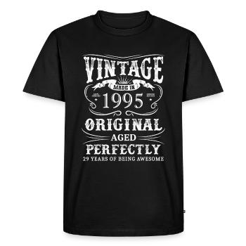 Vintage Made In 1995 29 ans d’être génial - T-shirt Premium bio Homme - noir - Devant - Nico (187cm)