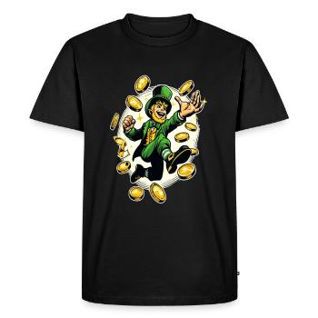Lucky Leprechaun (Irish Leprechaun) - Men's Premium Organic T-Shirt - black - Front - Nico (187cm)