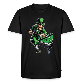 Billiards Playing Leprechaun (Irish Leprechaun) - Men's Premium Organic T-Shirt - black - Front - Nico (187cm)
