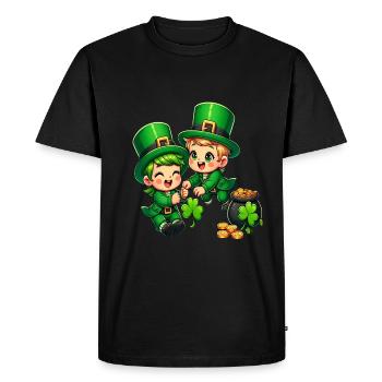 Playful Leprechaun (Irish Leprechaun) Duo - Men's Premium Organic T-Shirt - black - Front - Nico (187cm)