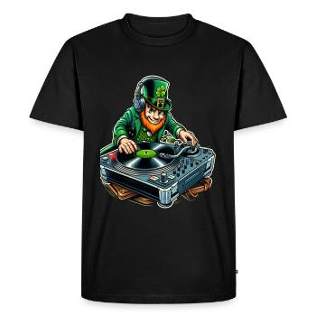 DJ Leprechaun (Irish Leprechaun) - Men's Premium Organic T-Shirt - black - Front - Nico (187cm)