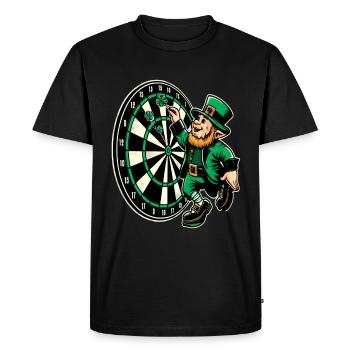 Darts Playing Leprechaun (Irish Leprechaun) - Men's Premium Organic T-Shirt - black - Front - Nico (187cm)