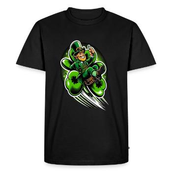 Flying Leprechaun (Irish Leprechaun) - Men's Premium Organic T-Shirt - black - Front - Nico (187cm)