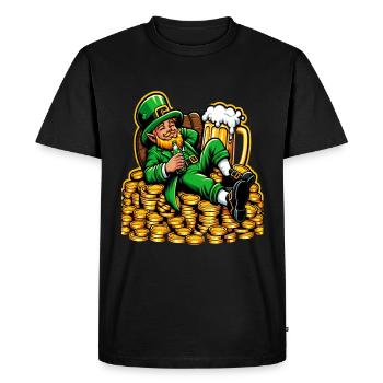 Relaxed Leprechaun (Irish Leprechaun) - Men's Premium Organic T-Shirt - black - Front - Nico (187cm)