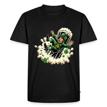 Falling Leprechaun (Irish Leprechaun) - Men's Premium Organic T-Shirt - black - Front - Nico (187cm)