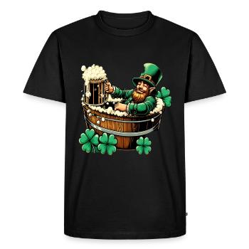 Bathing Leprechaun (Irish Leprechaun) - Men's Premium Organic T-Shirt - black - Front - Nico (187cm)