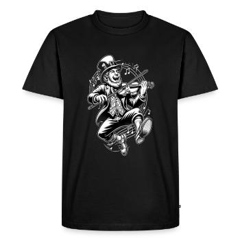 Violin Playing Leprechaun (Irish Leprechaun) - Men's Premium Organic T-Shirt - black - Front - Nico (187cm)