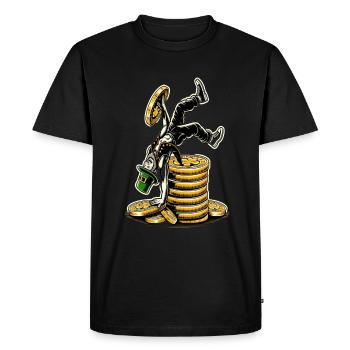 Leprechaun empilant des pièces (Leprechaun irlandais) - T-shirt Premium bio Homme - noir - Devant - Nico (187cm)