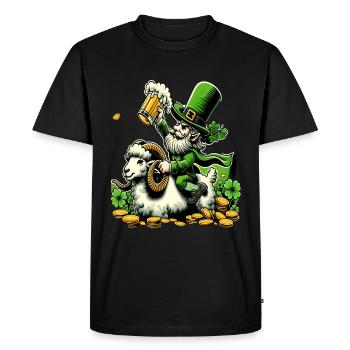 Aries Riding Leprechaun (Irish Leprechaun) - Men's Premium Organic T-Shirt - black - Front - Nico (187cm)