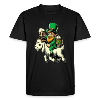 Goat Riding Leprechaun (Irish Leprechaun) - Men's Premium Organic T-Shirt - black - Front - Nico (187cm)