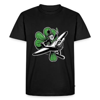 Flying Leprechaun (Irish Leprechaun) - Men's Premium Organic T-Shirt - black - Front - Nico (187cm)