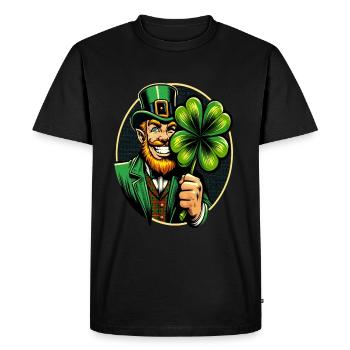 Shamrock Leprechaun (Irish Leprechaun) - Men's Premium Organic T-Shirt - black - Front - Nico (187cm)