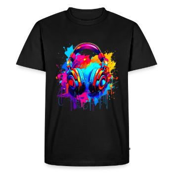 Headphones Motiv - Männer Premium Bio T-Shirt - Schwarz - Vorne - Nico (187cm)