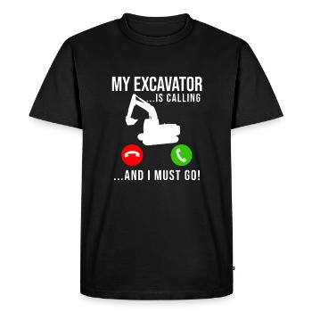 Excavator Construction Worker - Men's Premium Organic T-Shirt - black - Front - Nico (187cm)