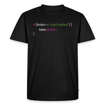 Fun pause and coding design - Men's Premium Organic T-Shirt - black - Front - Nico (187cm)
