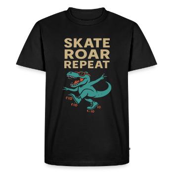 Funny dinosaur and roller skater saying - Men's Premium Organic T-Shirt - black - Front - Nico (187cm)