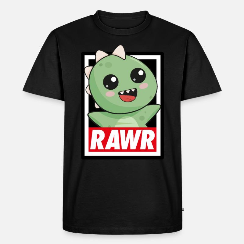 Rawr Dinosaurier - Männer Premium Bio T-Shirt - Schwarz