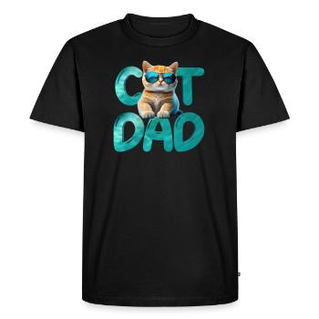 Papa chat - T-shirt Premium bio Homme - noir - Devant - Nico (187cm)