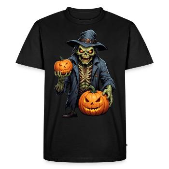 Zombie Joyeux Halloween Citrouilles effrayantes - T-shirt Premium bio Homme - noir - Devant - Nico (187cm)