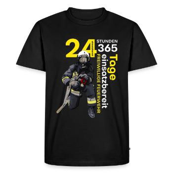 Feuerwehr - Rund um die Uhr einsatzbereit! - Männer Premium Bio T-Shirt - Schwarz - Vorne - Nico (187cm)