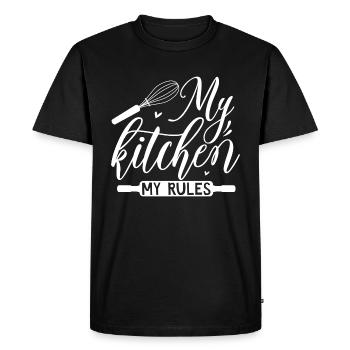 Ma cuisine Mes règles - T-shirt Premium bio Homme - noir - Devant - Nico (187cm)
