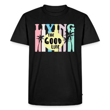 Living the Good Life Holiday Shirt - Men's Premium Organic T-Shirt - black - Front - Nico (187cm)