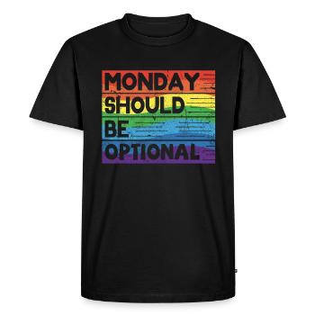 Monday should be optional vintage rainbow - Men's Premium Organic T-Shirt - black - Front - Nico (187cm)
