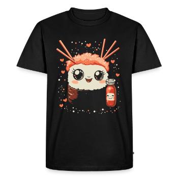Sushi kawaii - T-shirt Premium bio Homme - noir - Devant - Nico (187cm)