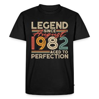 Legend August 1982 Vintage Birthday - Men's Premium Organic T-Shirt - black - Front - Nico (187cm)