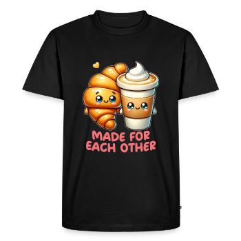 Cappuccino et croissants - T-shirt Premium bio Homme - noir - Devant - Nico (187cm)