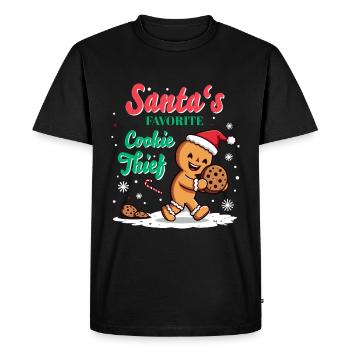 Le design préféré du voleur de biscuits du Père Noël - T-shirt Premium bio Homme - noir - Devant - Nico (187cm)