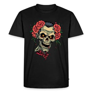 Zombie with roses design - Men's Premium Organic T-Shirt - black - Front - Nico (187cm)