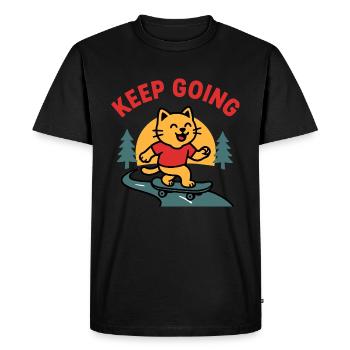 Skateboard Cat - Keep Going Design - Men's Premium Organic T-Shirt - black - Front - Nico (187cm)