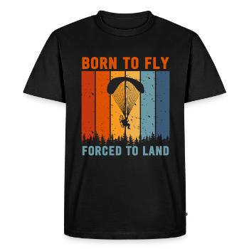 Born To Fly Forcé D’atterrir Paramoteur - T-shirt Premium bio Homme - noir - Devant - Nico (187cm)
