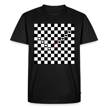 Plaid noir blanc motif plaid avec coeur rouge - T-shirt Premium bio Homme - noir - Devant - Nico (187cm)
