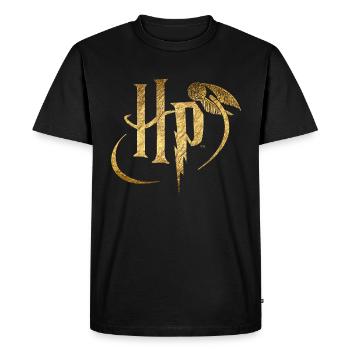 Logo Harry Potter Or - T-shirt Premium bio Homme - noir - Devant - Nico (187cm)