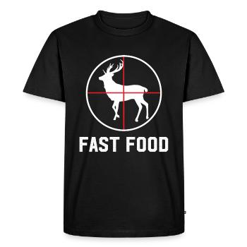 Fast Food Deer Hunt T-Shirt Funny Gift - Men's Premium Organic T-Shirt - black - Front - Nico (187cm)