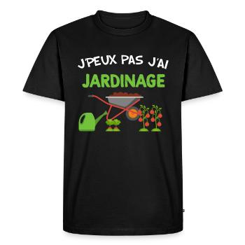 Je peux pas j'ai jardinage humour dans le jardin - T-shirt Premium bio Homme - noir - Devant - Nico (187cm)